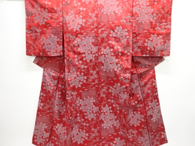 大正ロマン　草花模様織り出し着物